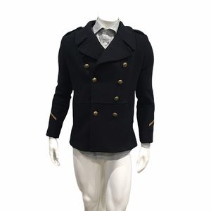 Sandro Mens Navy Double Breasted Coat